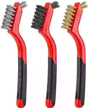 3Pcs Wire Brush Set Clean Brushes Steel Brass Nylon Metal Rust Paint Remover New