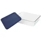 Pyrex 7211 6-Cup Rectangle Glass Storage Dish w/ 7211-PC 6-Cup Blue Lid Cover