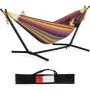 9 Ft. 2-Person Heavy Duty Double Hammock With Space Saving Steel Stand, 450 Lbs.