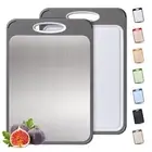 2 in 1 Stainless Steel Cutting Board with Handle Chopping Butcher Block Not T...