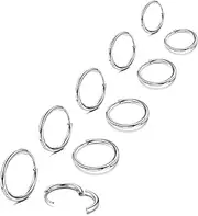 [Sanfenly] Small Hoop Earrings for Women Men Surgical Steel Cartilage Huggie Earrings Snug Lobes Nose Ring Lip Ring Daith Helix Piercing Jewellery Tiny Hoop Hinged Sleeper Earrings 6/7/8/9/10MM