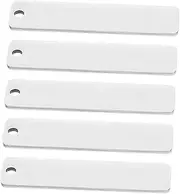 [Baluue] 5pcs Engraved Key Chain Pendant Tag Metal Keychain Blanks Metal Blank Keychains Silver Stainless Steel