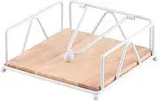 Fourmor Elegant Flat Paper Napkin Holder with Dispenser Arm - Black Napkin Holders for Table, Kitchen, Countertops & Outdoor Tables - Napkins Dispenser Square Metal Lattice Basket Dinner Napkin Holder