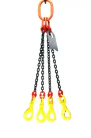 Chain Sling - 5/16" x 6' Quad Leg with Swivel Positive Locking Hooks - Grade 80