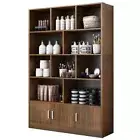 Alpha 10-Shelf 3-Door Wardrobe Cupboard Bookshelf Cabinet (Black Walnut) 1.8m Ta