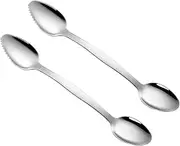 OKUMEYR Ergonomic Scraping Spoon Set Double-Headed Serrated Spoon No Dead Zone for Kitchen and Outdoor Cooking Needs