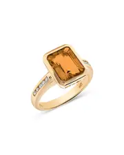 Bloomingdale's Fine Collection Citrine & Diamond Statement Ring in 14K Yellow Gold