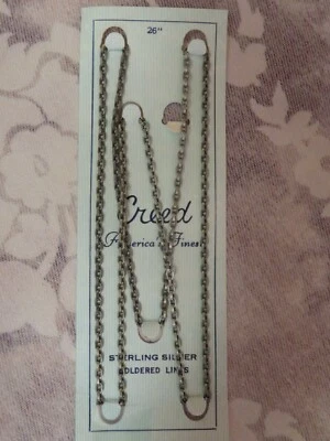 Creed ANTIQUE FINISH Sterling Silver Men's 26 inch/ 2 mm SMALL Link-Chain -NEW