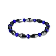4PCS Good Luck Blue Crystal Healing Magnet Stone Chain Beaded Bracelet for Men Women
