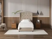 My Style Winged Headboard & Slimline Base - King Single / Natural / Standard Base