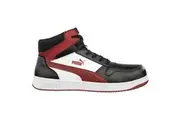 Puma Safety | Mens Frontcourt Mid Leather Composite Toe Safety Shoes (Black/Red/White)