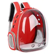 Breathable Transparent Pet Travel Backpack Dog Cat Carrier Shoulder Bag RED COLOR