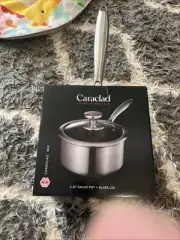 Caraclad Hex 2Qt Sauce Pot Glass Lid Stainless Aluminum Core Non-Stick Cool Grip