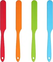 OJIOUI 4Pcs Silicone Spatula Set Heat Resistant Kitchen Jar Cake Cream Butter Spatulas Mixing Batter Scraper Non-Stick Flexible Rubber Baking Cooking Tool (4, Red, Orange, Blue, Green)