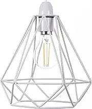 Giggi White Cage Metal Basket Ceiling Light Shade, Wrought Iron Ceiling Fitting Light & Industrial Style Ring Light for Indoor and Metal Basket Pendant Light Shade with lamp Shade Reducer Ring
