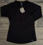 New Patagonia Women’s Capilene Mid weight Base Layer Crew Shirt SMALL Black