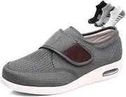 [LFFTBK] Wide Men's Diabetic Shoes,Extra Wide Lightweight Easy to Put On and Take Off for Seniors with Foot Pain Neuropathy(Gray,10.5)