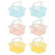 6PCS Mini Shopping Baskets with Handles Small Tiny Baskets, Blue Pink Yellow