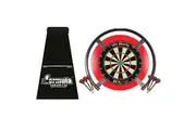 Target Darts OMNI TEX PRO Dart Board, Red Surround, Dart Mat + Darts