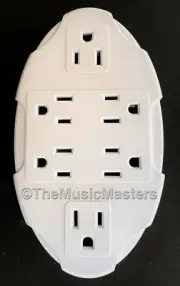 6 Outlet Electrical Socket Adapter Cover Oval 6-Way AC Wall Plug Power Splitter