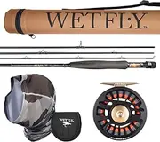WETFLY UV Protection Gear & Element Stealth Combo Fly Fishing Kit – UPF 50+ Neck Gaiter, UV Face Mask, 5WT 9FT Carbon Fiber Fly Rod, Reel, Case & Accessories for Fishing, Hiking & Outdoor Sports