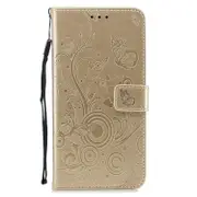 For Huawei P30 Butterflies Love Flowers Pattern Horizontal Flip Leather Case with Holder & Card Slots & Wallet & Lanyard(Gold)