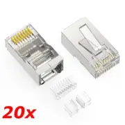 20 Pack - RJ45 8P8C Shielded CAT6A 3-Piece Crimp-On Connector Plugs Ends