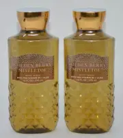 2 NEW BATH & BODY WORKS GOLDEN BERRY MISTLETOE SHOWER GEL WASH ALOE VITAMINS