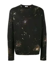 Fireworks printed hoodie M Black