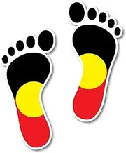 Aboriginal Flag Footprints sticker set 120mm each quality water & fade proof vinyl