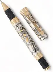 crewtone 20434 Limited Edition Engraved PEACOCK Golden & Bronze Metal Body Roller Ball Pen, Pen Gift Set for Men & Women, Executives Office, High End Gift Box.