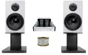 Rockville BluTube Tube Amplifier+(2) 6.5" White Bookshelf Speakers + 8" Stands