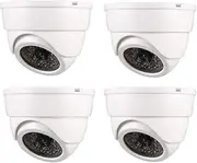 uxcell Fake Security Camera Dummy Dome CCTV with Blinking Red LED Warning Light for Home Outdoor Indoor White 4pcs