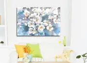 White Blue Flowers Stretched Canvas Prints