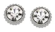 NEW FOSSIL SILVER TONE,COIN EDGE,CRYSTALS STUD EARRINGS JF02231040