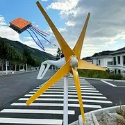 800W-1200W Wind Turbines Generator 12V / 24V / 48V Wind Generator with MPPT Controller and 5 Yellow Blades, Rated Wind Speed 13m/s, Windmill Generator Suit for Outdoors Garden Home,800w,48V