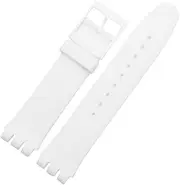 [BIGTEDDY] (White) 17mm Standard Replacement Silicone Watch Band Strap Wristband for Swatch