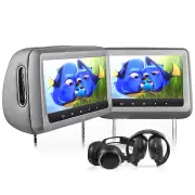 Elinz 2X10.1" HD Headrest Car DVD Player Monitor Pillow GREY