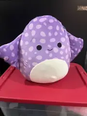 Squishmallows Aziza 14” Stingray Sting Ray Purple Polka Dots Ocean Sea BNWT