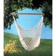 Rope Hammock Swing Chair White Cotton Camping Backyard Fun Furniture 39W x 46L