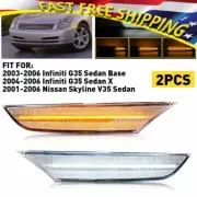 2X FOR 2001-2006 NISSAN Skyline LED Dynamic Marker Side Signal White Light Amber
