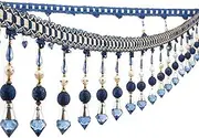 Yalulu 4 Yards Multicolor Beaded Hanging Ball Tassel Fringe Trim Bead Sewing Trim Fringe for Curtain Tablecloth Home Decoration (Gem Blue)