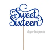Cake Topper - Sixteen - 16th - 20+ Colours - NEXT DAY POST - Sweet 16