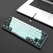 RGB Gaming Keyboard, Compact 61 Keys Keyboard, Mechanical Feel, Lights and Backlit, Ergonomic Design, Portable for Gamer, Typist, Travel (White)