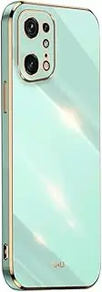 [EASSGU] Galvanised Frame Mobile Phone Case for Oppo Find X5 Pro (6.7 Inches), Soft TPU Silicone Protective Case - Green