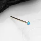 14 Karat Gold Prong Set Fire Opal Fishtail Nose Ring
