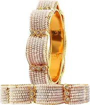 JewarHaat Bangles Fashion Indian Bollywood Faux Pearl Rhinestone Floral Gold Plated Bracelet Jewelry for Women & Girls