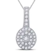 14k White Gold Round Diamond Fashion Pendant 1/3 Cttw
