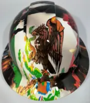 New Full Brim Hard Hat Custom Hydro Dipped AMERICAN PRIDE MEXICAN ROOTS