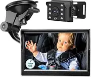 SSATISCN Baby Car Camera with 5" HD Monitor – Night Vision, Adjustable Angle,Easy Install, Safe Rear Seat Baby Observation System